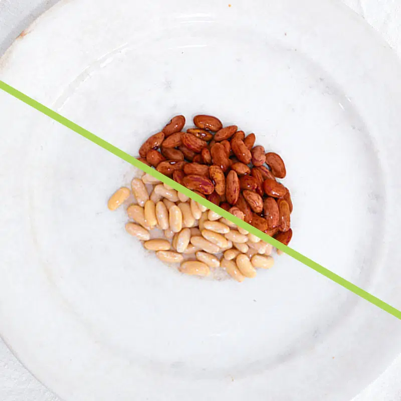 fagioli borlotti e fagioli canellini pre-ammollati in un piatto