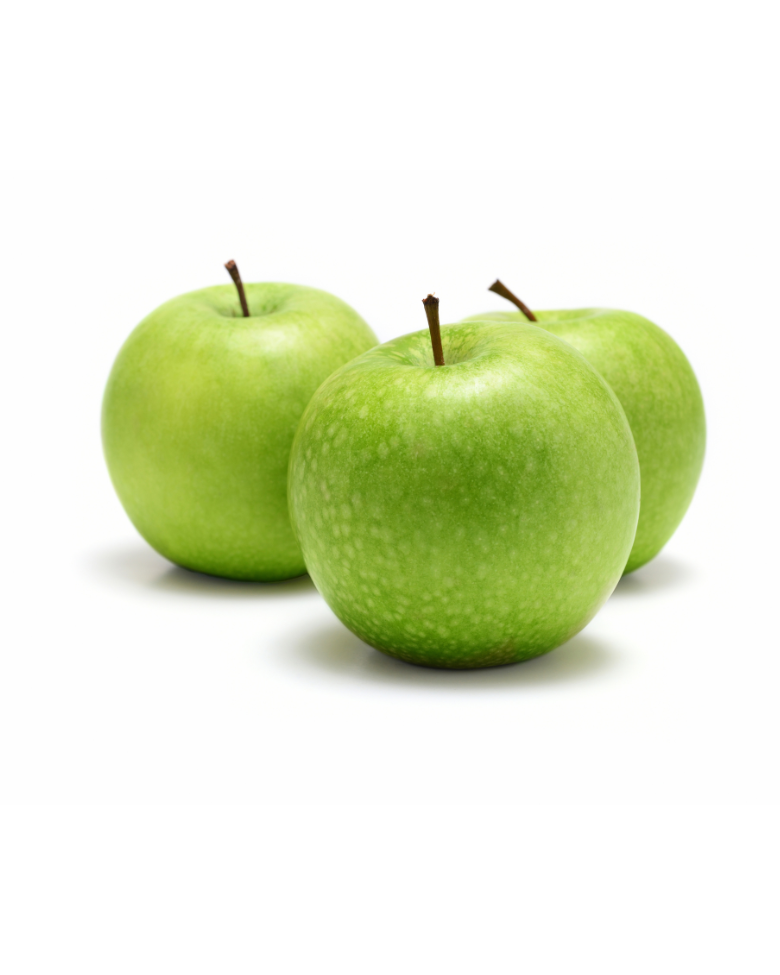 3 mele verdi smith su sfondo bianco