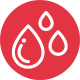 Icona gocce di acqua su sfondo rosso
