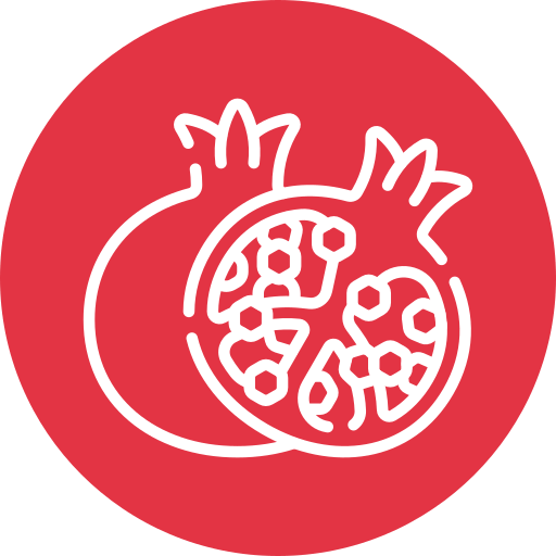 icona melograno con sfondo rosso