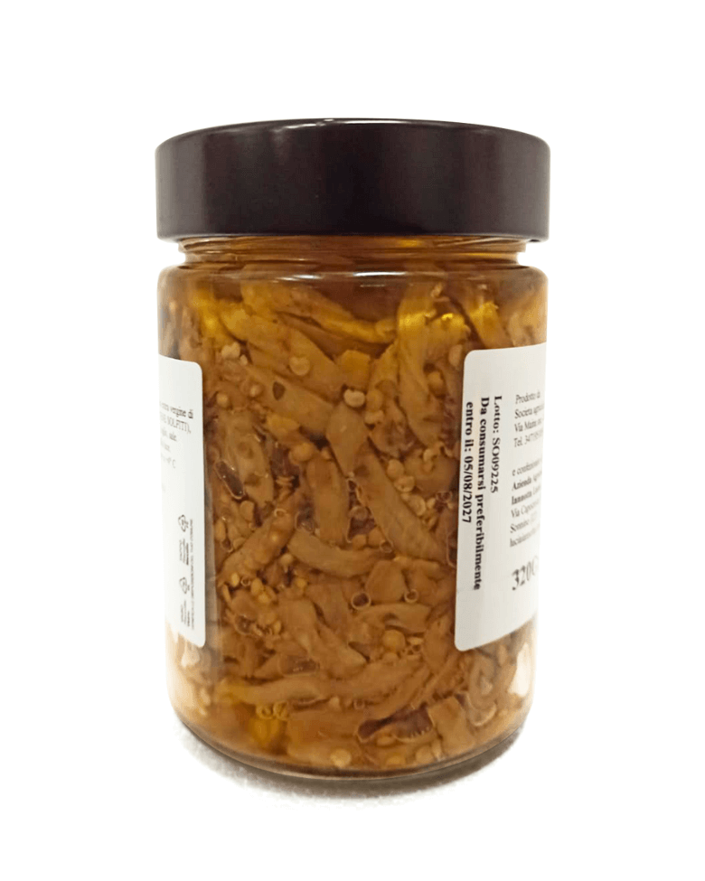 Retro barattolo melanzane a filetti sott'olio