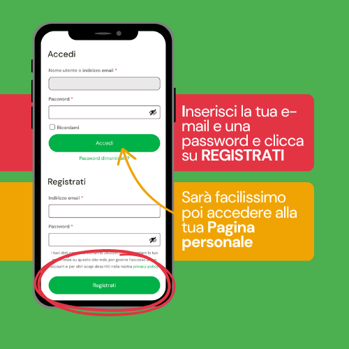 schermo smartphone con schermata pagina personale