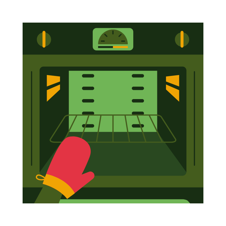 Illustrazione forno aperto