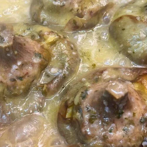 carciofi in cottura con cremina